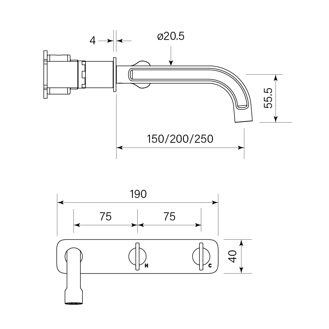 Fkit Figura Key Wall Basin Tap set, 150 - Image 12