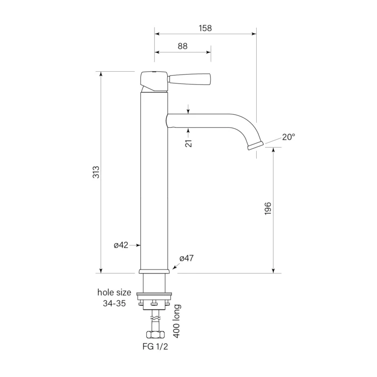 Bremont Basin Mixer Tall 208H - Image 2