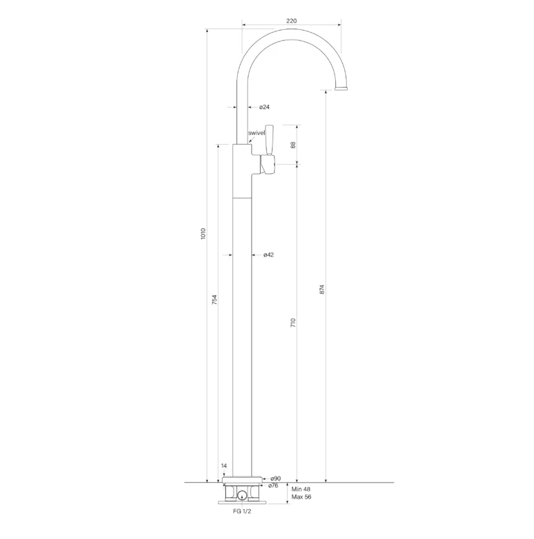 Bremont Floor Bath Mixer Curve - Image 2