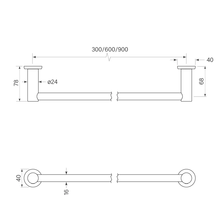 Bremont Hand Towel Rail 300 Single - Image 2