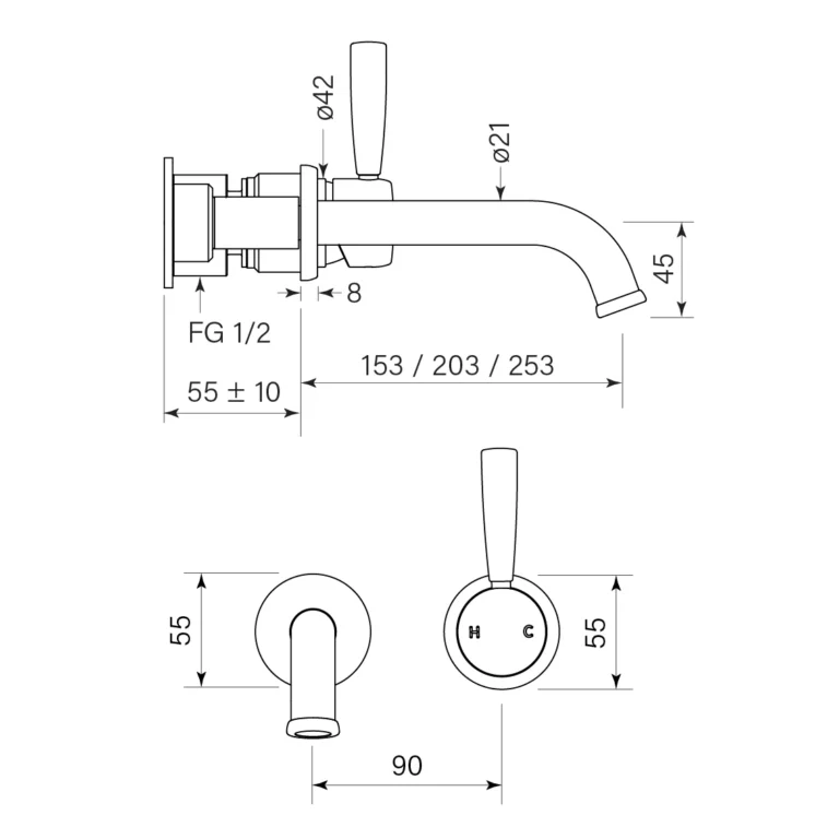 Bremont Wall Basin Mixer Set 200 - Image 2