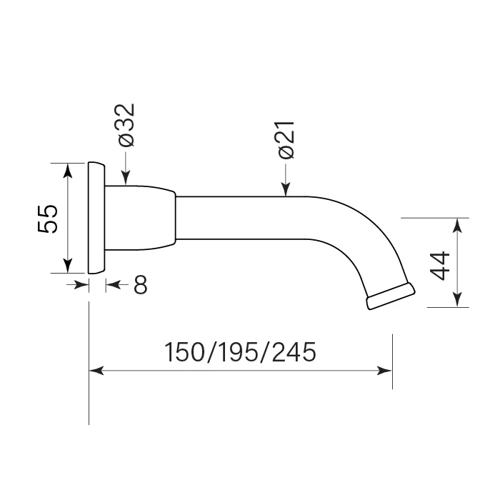 Bremont Wall Bath Spout 150 - Image 2