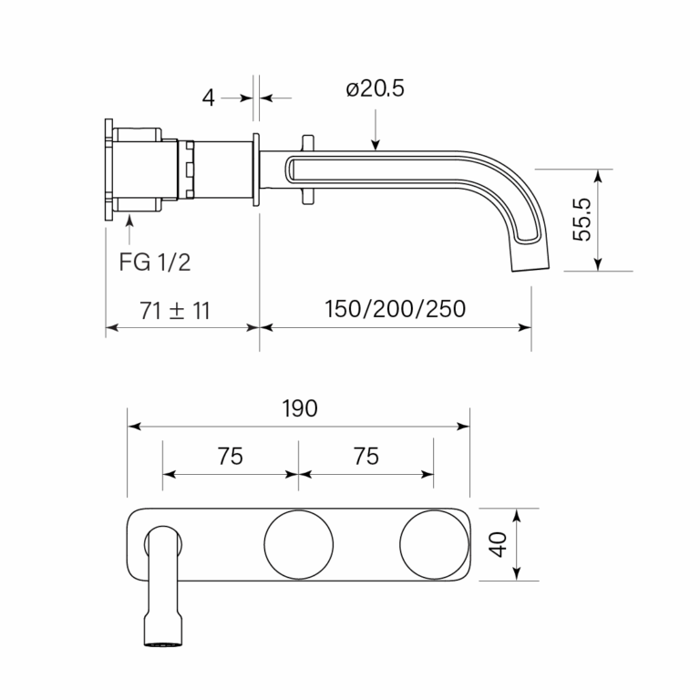 Figura Disc Wall Basin Tap Set 200 - Image 2